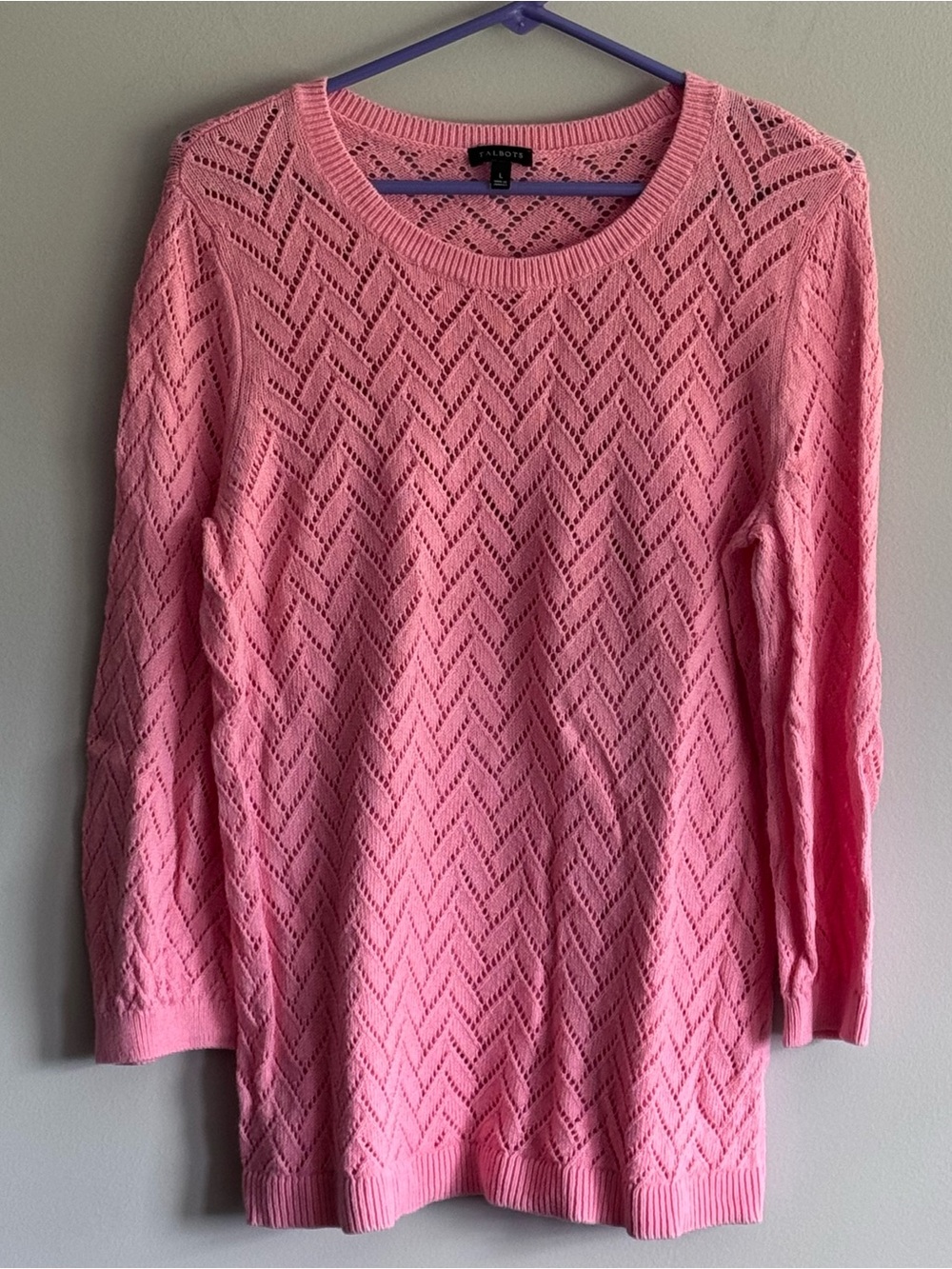Talbots Coral Openwork Knit Sweater Size Large